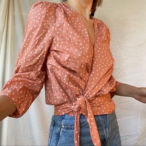 Madewell Pink Starry Wrap Top